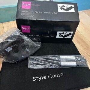 Style House Black Salon Quality Flat Iron Accessory Set